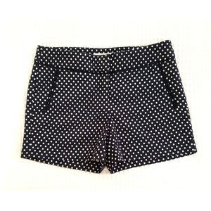 KENAR navy off-white polka-dot flat front 4in chino shorts 4